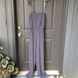 Blue and White Polka Dot Jumpsuit